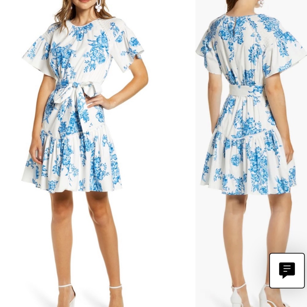 Rachel Parcell Ruffle Front Tie Stretch Cotton Dress size s